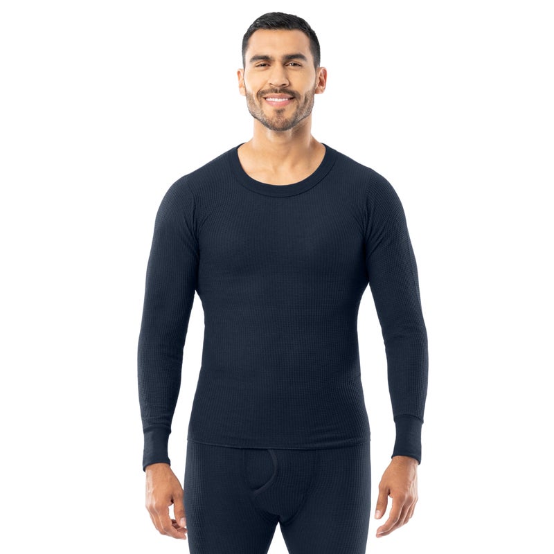 Indera Men's Traditional Waffle Thermal Underwear Long Sleeve Shirt, Vintage Navy, Medium - Image 1